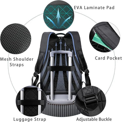 hk Backpack for Men Business Slim Backpack with USB Charger Computer Lightweight Anti-theft Travel Backpacks 15.6 inch Water Resistant Laptop Bag for Work Office College-Black
