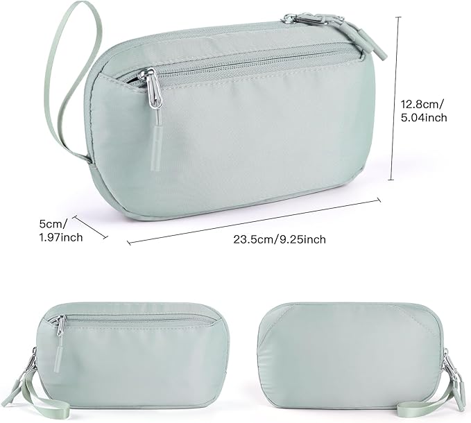 Cable Organizer Bag, Slim Charger Organizer Pouch Case for Travel Accessories/Airplane Essentials/Electronics Tech Gadgets (Green)