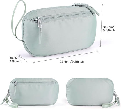 Cable Organizer Bag, Slim Charger Organizer Pouch Case for Travel Accessories/Airplane Essentials/Electronics Tech Gadgets (Green)