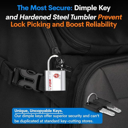 TSA Approved Luggage Locks, Ultra-Secure Dimple Key Travel Locks with Zinc Alloy Body