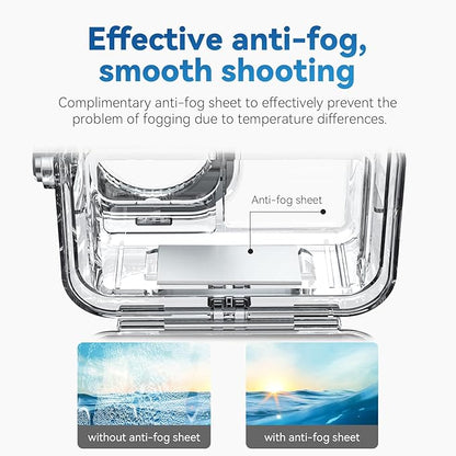 TELESIN Waterproof Case for DJI Action 5 Pro Action 4/3 Camera, with Anti-Fog Underwater Housing Shell Cage Supports 45M/148FT Deep Diving Scuba Snorkeling Swimming with Quick Release Screw