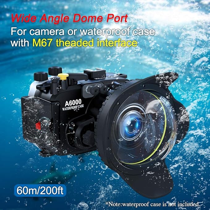 Sea frogs 67mm Dome Port Lens Accessory for Waterproof Underwater Housing, 60m/197ft Depth Protection, Waterproof IPX8 Rated