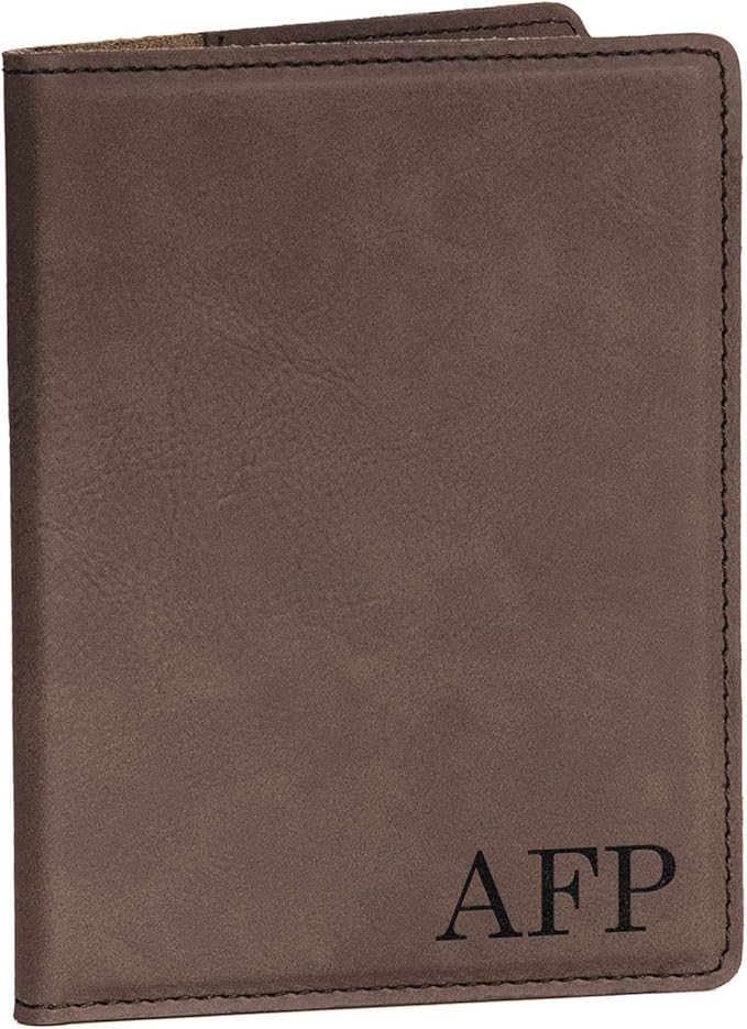 Lifetime Creations Monogrammed Passport Cover - Dark Brown, Passport Cover with Initials, Passport Holder Passport Case