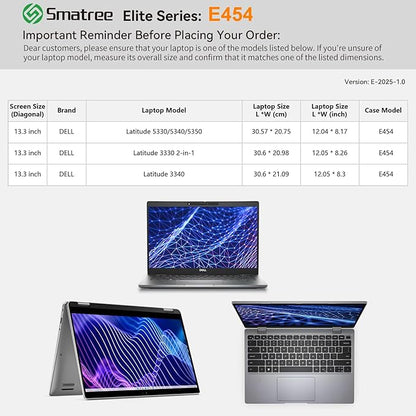 Smatree Laptop Sleeve for 13.3 inch DELL Latitude 5330/5340/3340,for 13.3 inch DELL Latitude 3330 2-in-1/5350,Case with Accessory Pocket,YKK Zipper,Patented Shockproof Design,Green(E454G)