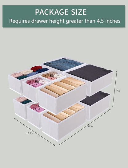 Drawer Organizer Set for Baby Clothes, Nursery Dresser Storage, Closet Dividers for Socks, Underwear, Bra (White, 18 pcs)