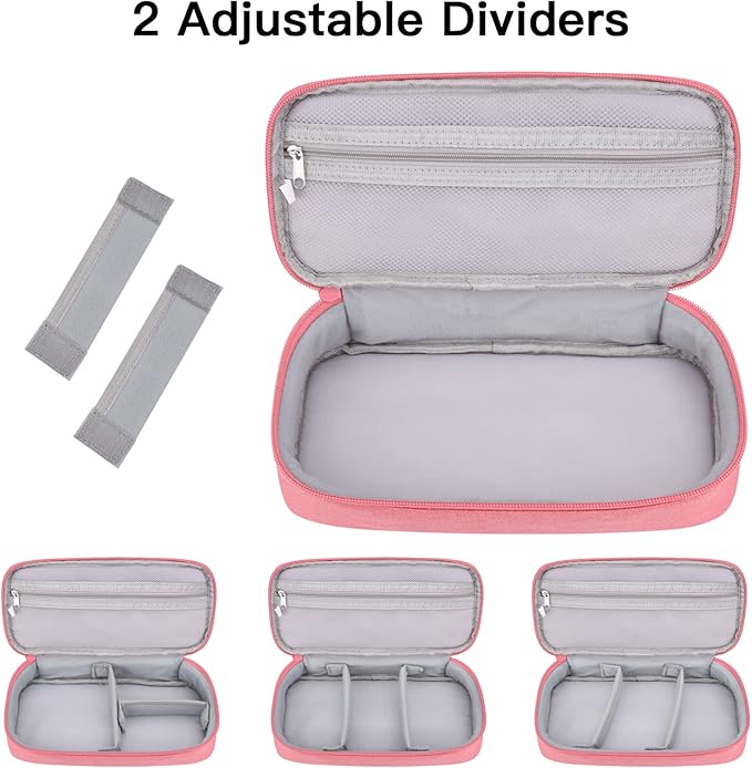 Cord Organizer Travel Case, Electronics Organizer Pouch Bag for Cable & Charger, Power bank, Phone, Tech Accessories (Pink)