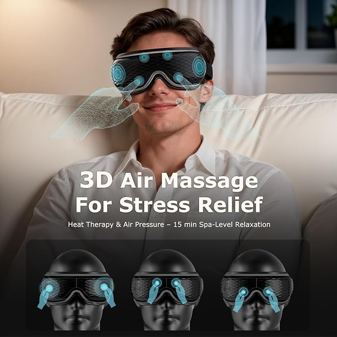 ALLJOY Eye Massager with Heat and Cooling, Lightweight Eye Massager with Removable Gel Mask, Christmas Gifts for Women,White Elephant Gifts for Adults Eye Care Devices for Migraine, Reduce Dry Eyes