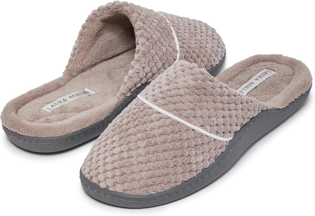 Laura Ashley Ladies Spa Rugged Slippers With Memory Foam Insole