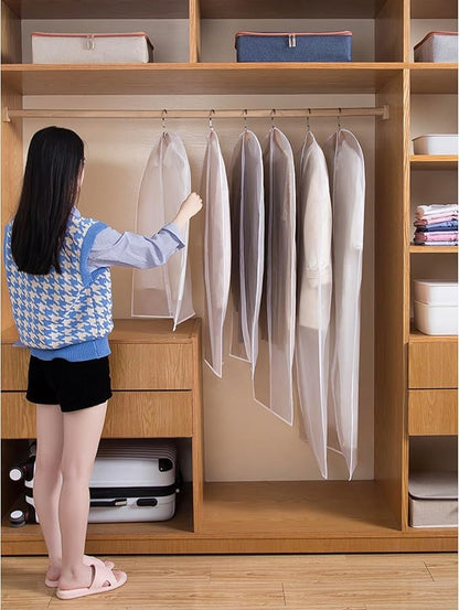 Garment Bags for Hanging Clothes (Set of 12) Suit Bags for Closet Storage, Plastic Waterproof Suit Cover Bag with Zipper for Coats, Jackets, Shirts 24'' x 40''