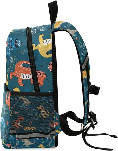Cute Dinosaurs skateboard Kid's Toddler Backpack for Boys Girls Preschool Nursery with Safety Leash (011410)