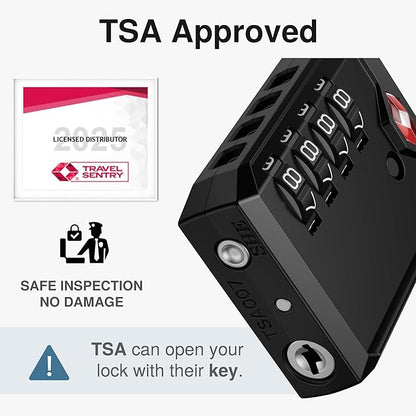 Puroma TSA Locks for Luggage, 2 Pack Luggage Locks TSA Approved 4-Digit Combination Cable Travel Lock Zinc Alloy for Suitcases, Bags, Toolboxes, Backpacks & Gym Lockers (Black)