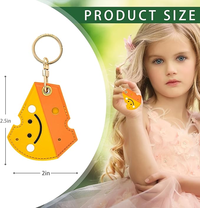 Leather Keychain Case Holder Compatible with Apple AirTag, GPS Airtag Keychain Finder Tracker with Key Ring, Anti-Scratch Protective Air Tag Cover