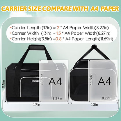 Petskd Pet Carrier 17x13x9.5 Southwest Airline Approved, Pet Travel Carrier Bag for Small Cats and Dogs, Soft Dog Carrier for 1-15 LBS Pets,Dog Cat Carrier with Safety Lock Zipper (Black)