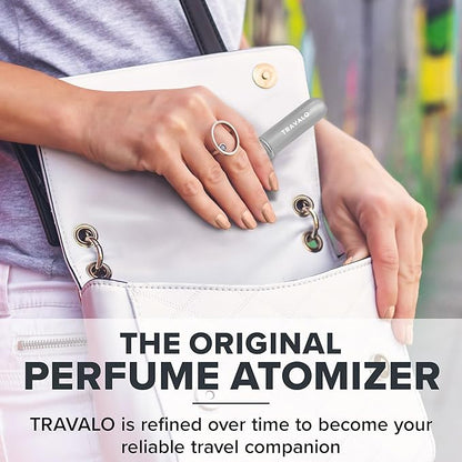 Travalo Classic HD Perfume Atomizer - Leak-Proof and TSA Approved for Air Travel - Reusable, Airtight, Easy-Fill Mini Pump Sprayer - Lightweight, Elegant Design w/Volume Window - Silver 0.17oz