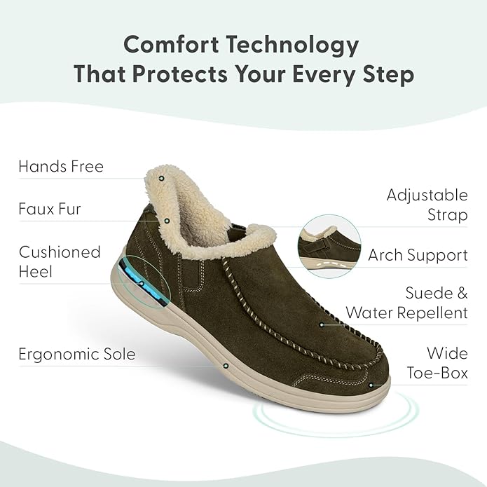 Orthofeet Men's Orthopedic Leather Vito Hands-Free Slipper