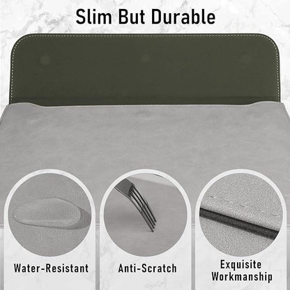 Allinside 13 Inch Laptop Sleeve Case for MacBook Air 13 2018-2025/MacBook Pro 13 2016-2022/Macbook Pro 14 2021-2024, Waterproof Matte PU Leather Horizontal Envelope Protective Case Cover, Gray