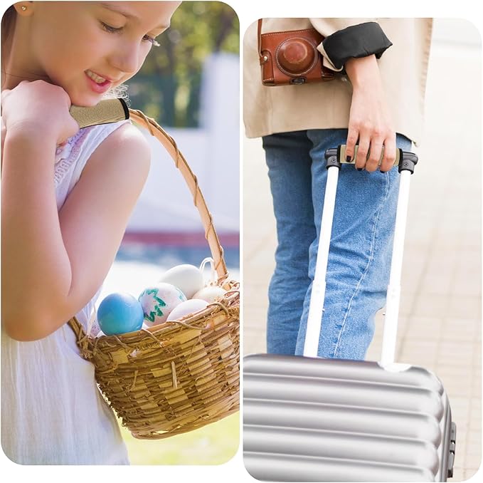 2 Pack Luggage Handle Wraps for Suitcase Bright Color Luggage Handle Covers Suitcase Tags identifiers Travel Accessories for Airplane/Flying (Dark Khaki)