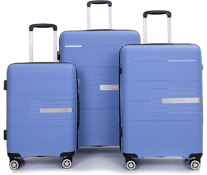 Travelhouse Luggage Sets, Expandable Hardside Suitcases 24in/28in, Carry on 20in,3 Piece Set Travel Luggages Clearance with Double Spinner Wheels TSA Lock Lightweight (Light Blue-1206)