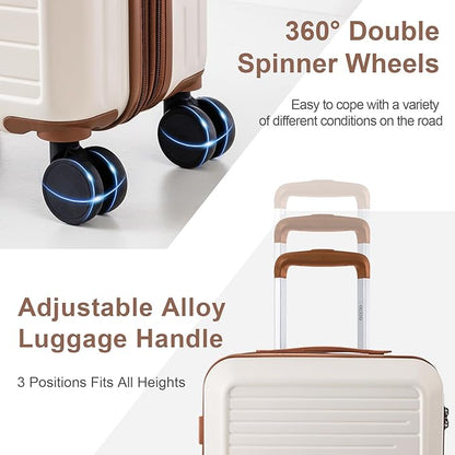 OUZZO Luggage Sets 3 Piece,Expandable Suitcase Sets with Double Spinner Wheels, Hardshell Lightweight PC Checked Luggage set, TSA Lock,for Family Trips, Business,Vacation