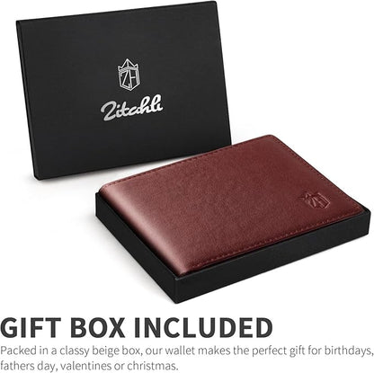 Zitahli Wallet for Men 12 Card Holder Slim Rfid Leather 2 ID Window Wallets With Gift Box Men's Accessories