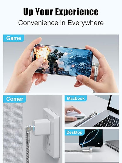 60W USB C to USB C Cable 10FT,180°Rotation Long USB C Cable Fast Charging, Nylon Braided Type C Charger Cord for iPhone 17/16/15,MacBook,iPad,Samsung ﻿