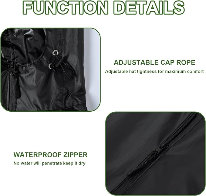Hooded Rain Ponchos for Adult - Rain Coat and Rain Jacket with Waterproof Pocket and Zipper