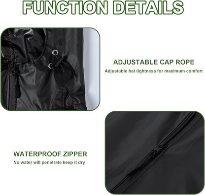 Hooded Rain Ponchos for Adult - Rain Coat and Rain Jacket with Waterproof Pocket and Zipper