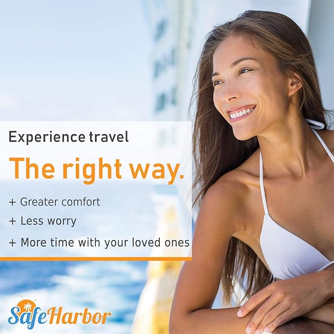SafeHarbor Motion Sickness Wristbands | 4 Travel Wrist Bands, Cruise Essentials | Natural Sea Sickness and Nausea Relief in Children and Adults | Helpful E-Book Included
