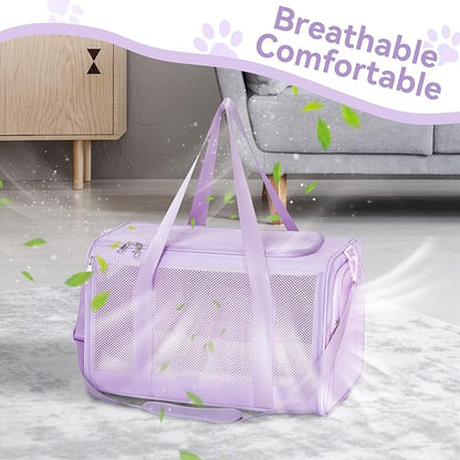 PETSFIT Cat Car Carrier for Medium Cats Dogs, 19"x12"x12" Small Dog Carrier, with Patent Safety Buckles and Escape-Proof Zipper - Safeguarding Car Travel, Vet Visit, Outdoor