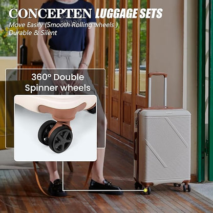Luggage Sets 5 Piece, Suitcases With Wheels, Lightweight Travel Luggage Set With TSA Lock, ABS Hardshell Carry On Suitcase Set, White