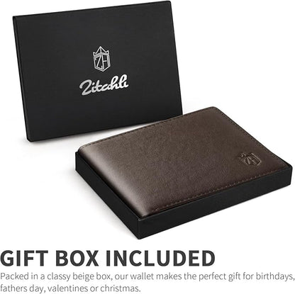 Zitahli Wallet for Men 12 Card Holder Slim Rfid Leather 2 ID Window Wallets With Gift Box Men's Accessories