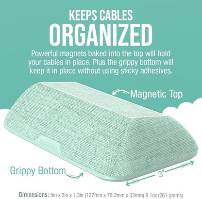Smartish® Magnetic Cord Holder - Bigger Cable Wrangler Stocking Stuffer Organizer with Magnet Clips for Charger Management on Desktop, Nightstand - Holds 6+ Cables - Teal Me More