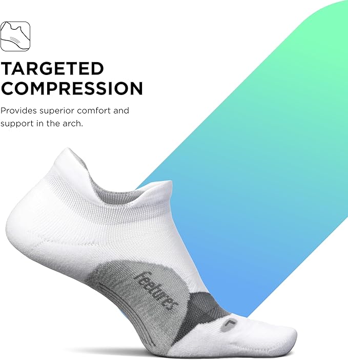 Feetures Elite Light Cushion No Show Tab Athletic Ankle Socks - Sport Sock with Targeted Compression