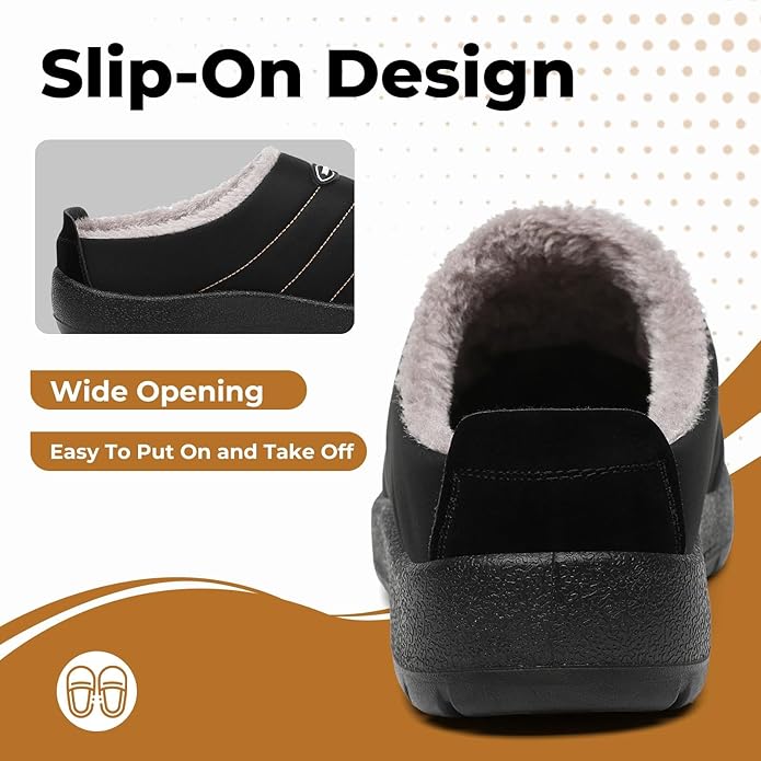 Mishansha Mens Womens House Slippers Warm Fur Lined Winter House Shoes Slip on Cozy Indoor Outdoor Slipper