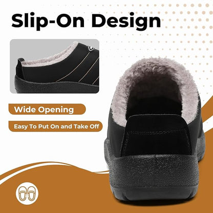 Mishansha Mens Womens House Slippers Warm Fur Lined Winter House Shoes Slip on Cozy Indoor Outdoor Slipper