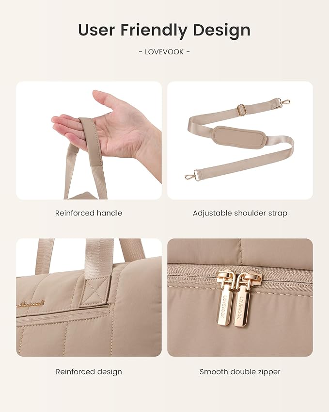 LOVEVOOK Travel Duffle Bag,Puffer Weekender Bags For Women with Shoe Compartment,42L Carry On Duffel Bags For Airplanes,Hospital for Labor and Delivery,Overnight Bag With Toiletry,3Pcs Set