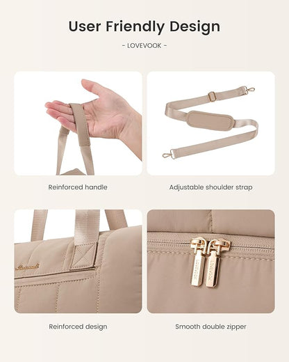 LOVEVOOK Travel Duffle Bag,Puffer Weekender Bags For Women with Shoe Compartment,42L Carry On Duffel Bags For Airplanes,Hospital for Labor and Delivery,Overnight Bag With Toiletry,3Pcs Set
