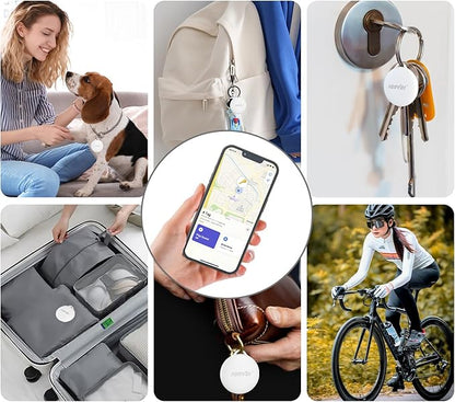 New [Apple MFi Certified] (iOS Only) Air Tags-4 Pack, Bluetooth Tracker for Apple Find My, Replaceable Battery, Key Finder and Item Locator Smart Tag for Keys, Bags, Luggage, Pets, Wallet