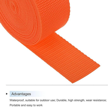 MECCANIXITY Lightweight Polypropylene Webbing Strap 1 1/2" 5 Yard Backpack Strapping Band Orange for Outdoor Luggage Cargo Straps