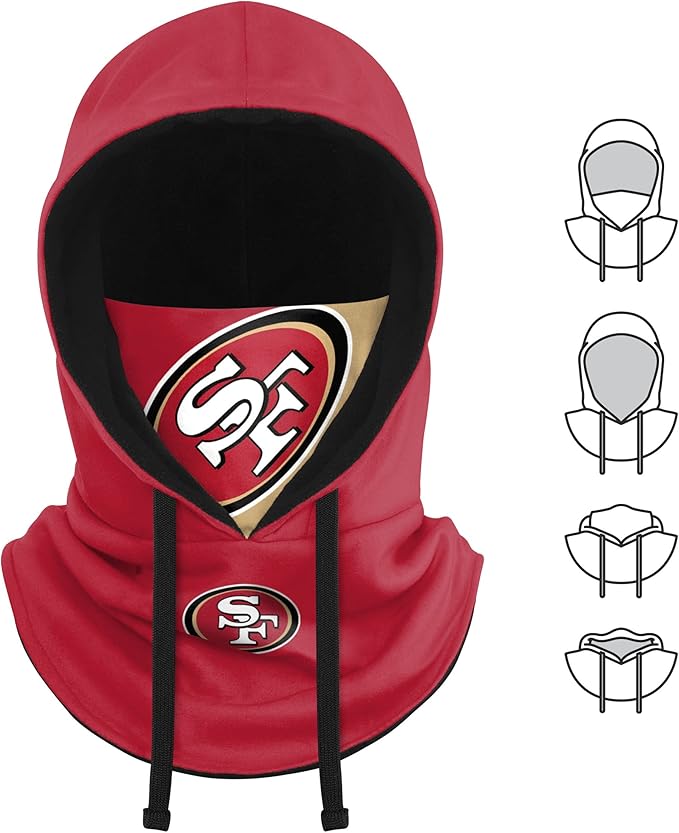 NFL Team Logo Team Color Drawstring Winter Cap Hooded Gaiter Balaclava Face Cover