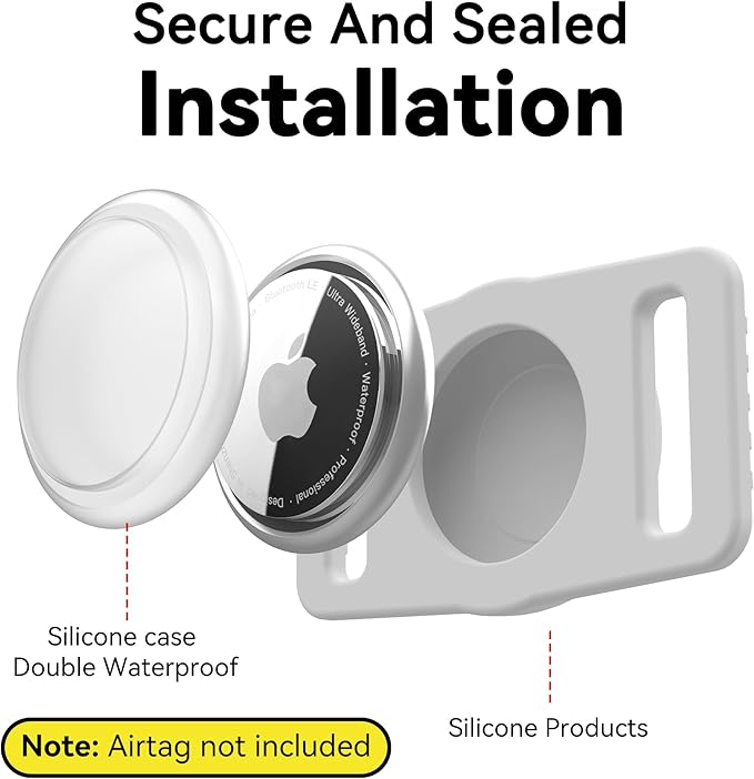 for Airtag Dog Collar Holder 2 Pack,Waterproof cat Collar Holder for Apple AirTag, Silicone Air Tags Case for Cat Dog Collars
