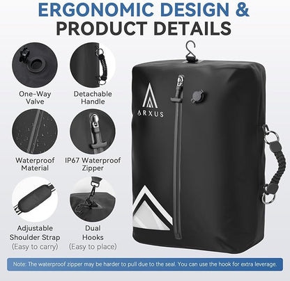 Arxus Vacuum Bags for Travel Airless, Compression Seal Packing Cubes with Adjustable Shoulder Strap, IP67 Reusable Portable Moving Supplies Kit for Clothing Storage, Luggage, Backpack, Suitcase