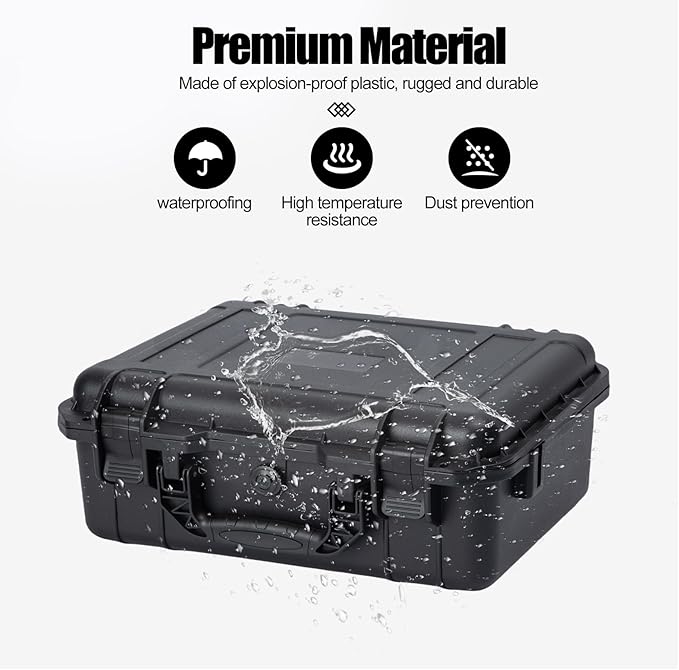 Hard case Waterproof Hard Case with DIY Customizable Foam Insert Portable Protective Case for Camera Drones Equipments Tools Test Instruments 16.9''x13.7''x5.9''