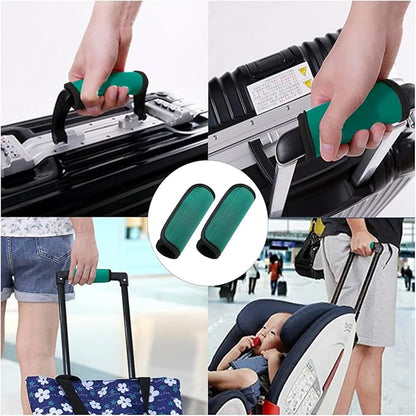 Luggage Handle Wraps, Soft Travel Bag Handle Cover, Padded Handle Grip, Suitcase Tags Identifiers for Travel Accessories, Green, 2pcs