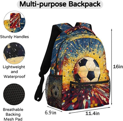 Art Football Backpack for Women Men Kids 16 Inch Laptop Backpack Lightweight Travel Backpack Purse Casual Daypack School Backpacks for Girls Boys