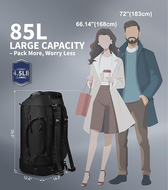 Rolling Duffle Bag with Wheels - 86L Extra Large Travel Duffel, Foldable & Waterproof Checked Luggage for Men, Camping, Sports, Long Trips