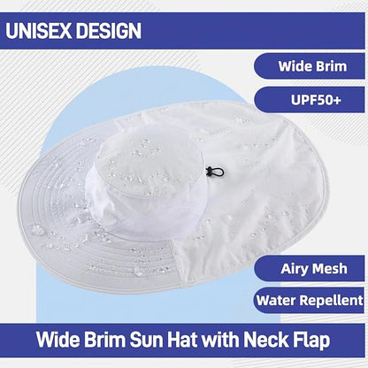 Home Prefer Outdoor UPF50+ Sun Hat Wide Brim Mesh Fishing Hat with Neck Flap