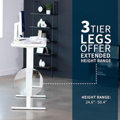 VIVO Electric 60 x 24 in Dual Motor Sit Stand Desk, Memory Height Adjustment, 2B Series, White Top White Frame, DESK-KIT-2W6W