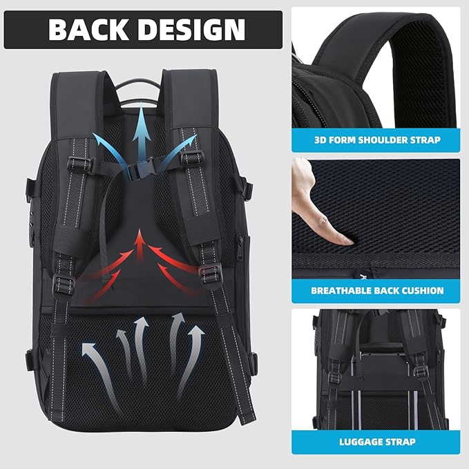 KINGSLONG Vacuum Backpack Travel Vacuum Seal Compression Travel 60L Expandable Vacpack with Pump Ideal for Traveling Business Laptop (Portable Electric Air Pump Included)