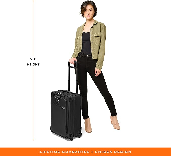 Briggs & Riley Essential 22" 2-Wheel Expandable Carry On - Luggage for Travel, Suitcases with Wheels, Softside Rolling Bag for Men & Women, Self-Repairing Zipper - Baseline Collection, Black
